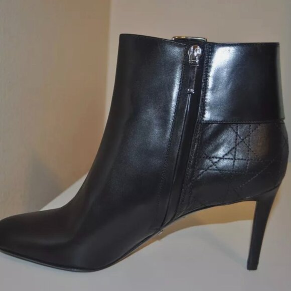 Christian Dior Graphic Cannage Black Leather Ankle Boots SZ 37.5 - Picture 5 of 8